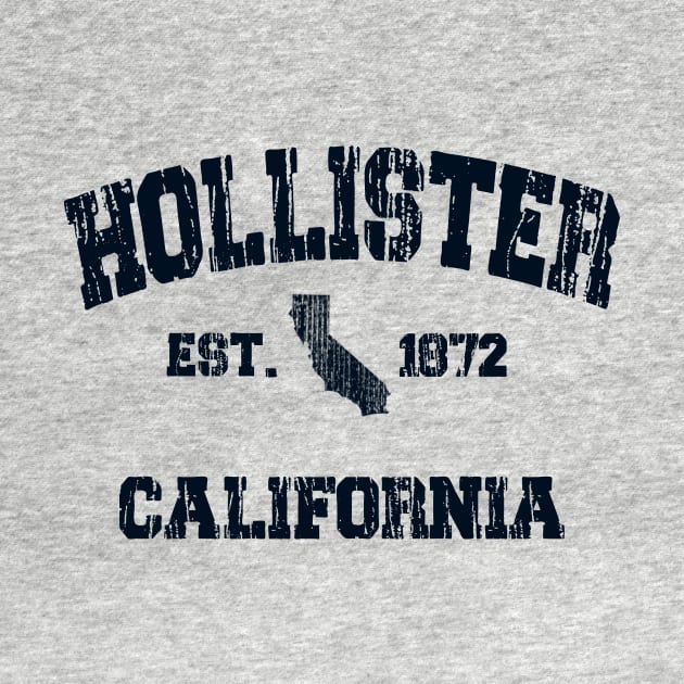 Hollister California CA Vintage State Athletic Navy Style T-Shirt by bonsauba